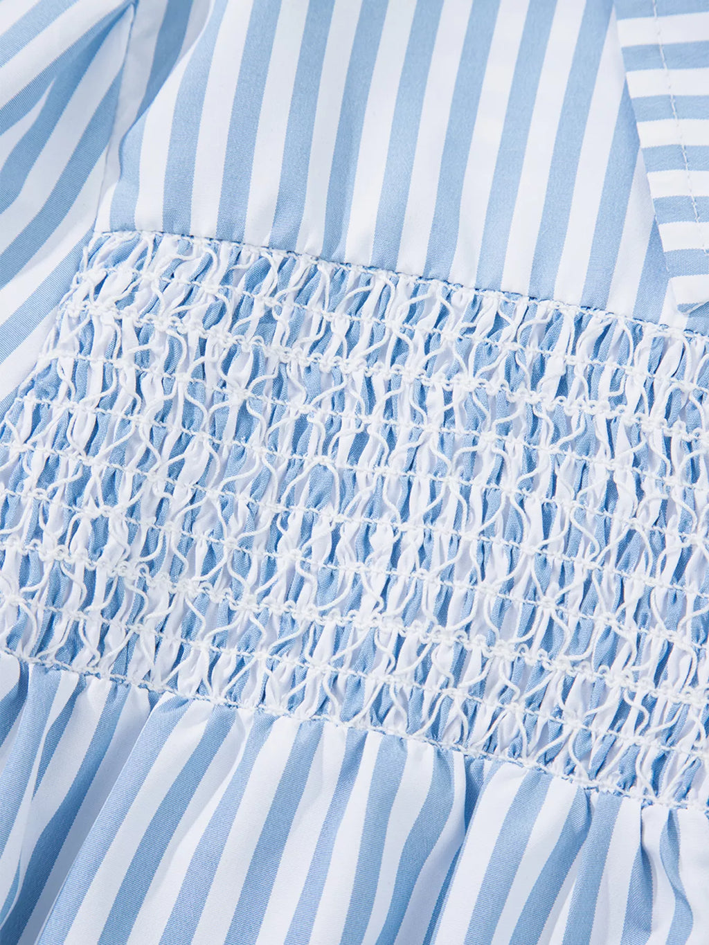 Stripe Shirred Detail Half Placket Collared Long Sleeve Shirt 0ef01649cb45422ba8f2bb136600c822-Max-Origin