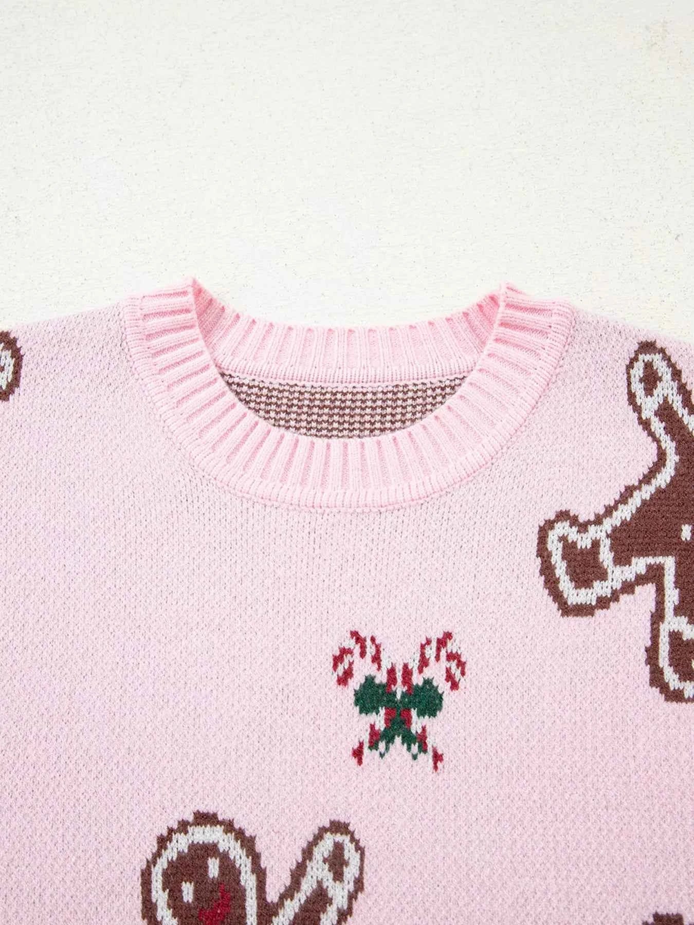 Christmas Ginger Bread Man Round Neck Casual Sweater 0f093a3d106240d3a70157e477cb39be-Max-Origin