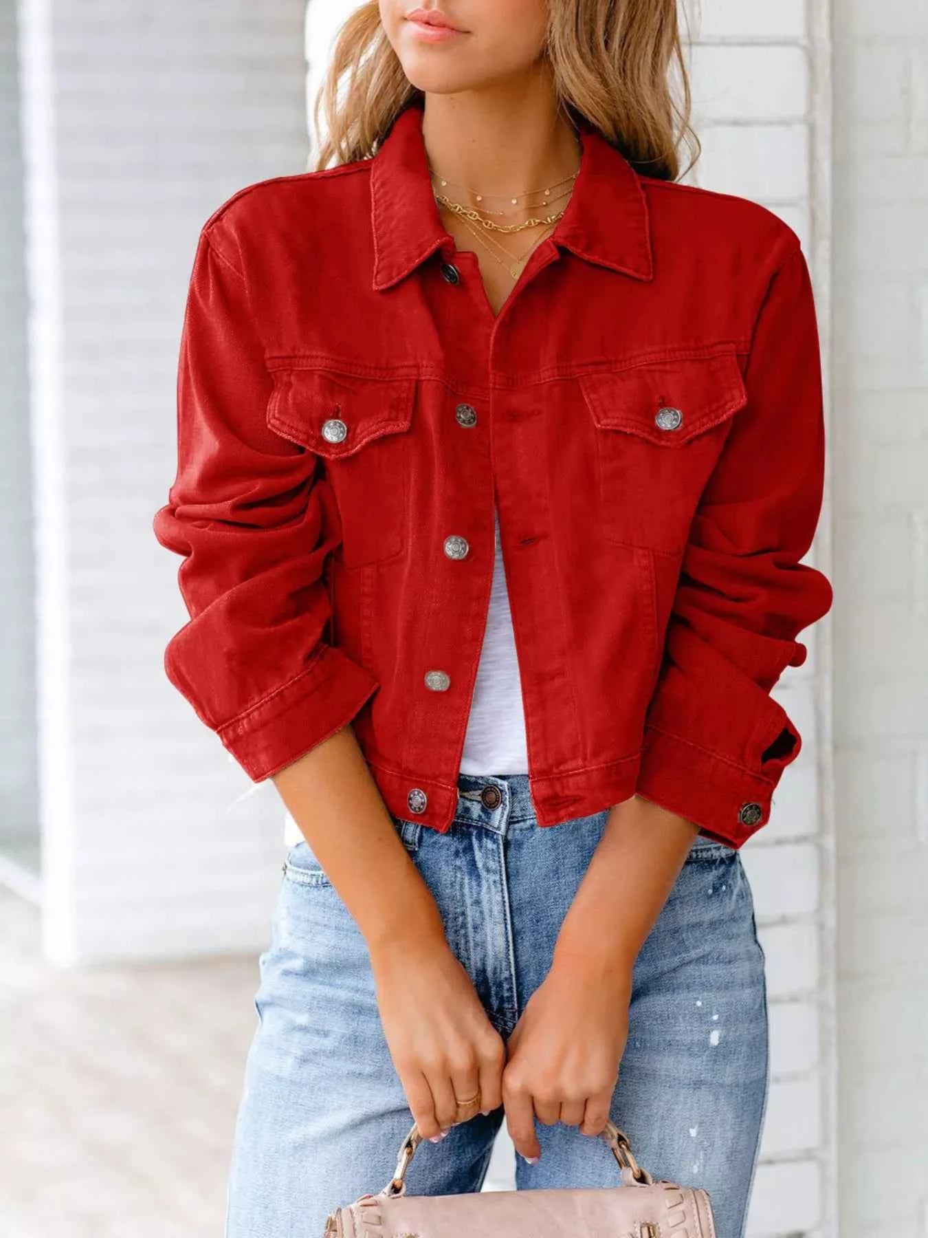 Button Up Long Sleeve Denim Jacket Scarlet 0f23af92-3e14-4f02-ba3c-baec04dc59da-Max-Origin