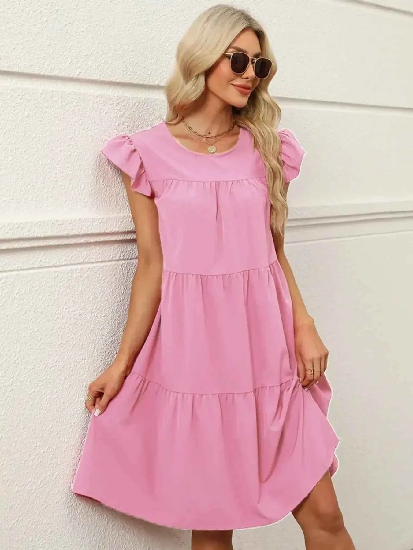 Tiered Ruffle Sleeve Mini Dress 0f23d2b98620409b984c186935da206d-Max-Origin