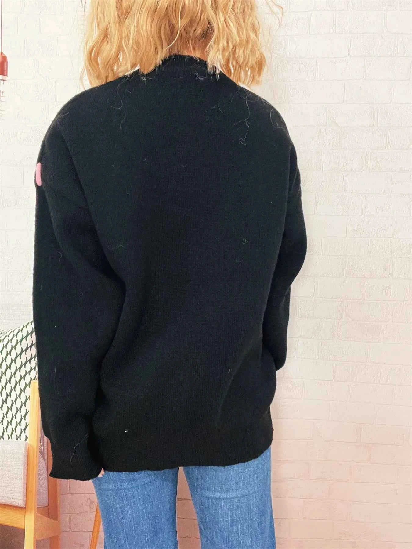 Bear Decoration Round Neck Sweater 0f3c6208c70f49f88a319cc7c01be6ae-Max-Origin