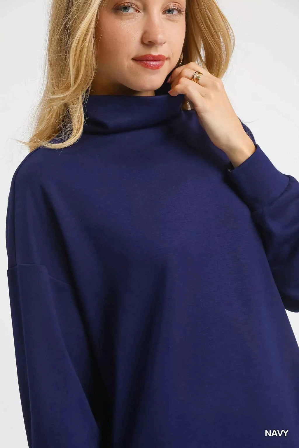 Umgee Turtle Neck Dolman Sleeve Side Slit Sweater with Contrast Detail 0f47e729-8994-4a3b-a559-f8ce5e858314-Max-Origin