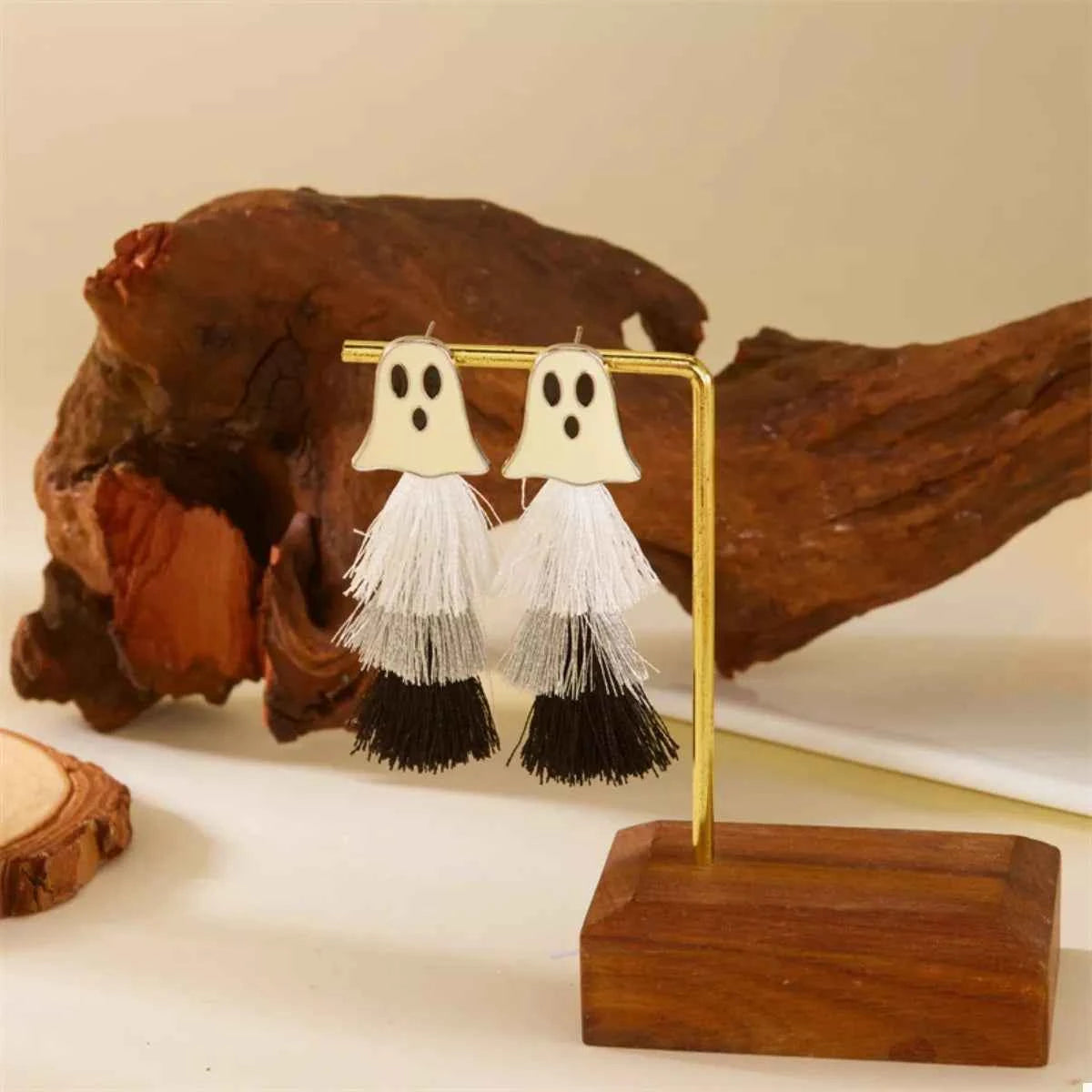 Halloween Ghost and Pumpkin Dangle Earrings Black White Tassel Ghost One Size 0f77c36f-9073-42ce-925b-0f38d9efc8fa-Max-Origin
