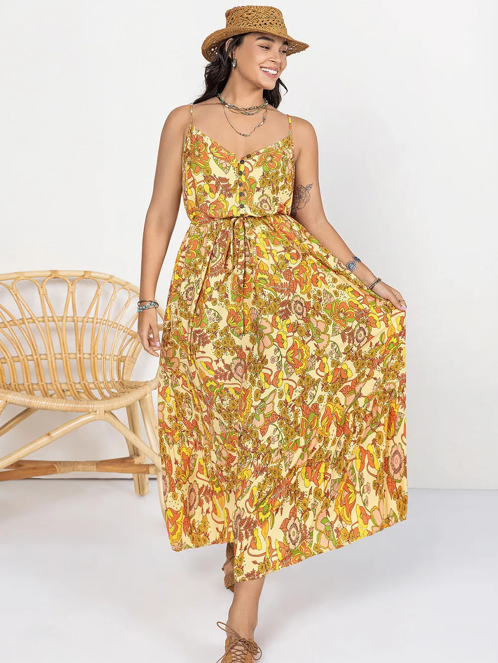 Plus Size Printed V-Neck Maxi Cami Dress 0f87c5fa-dacb-4c1f-a2c1-fe059c4546ab-Max