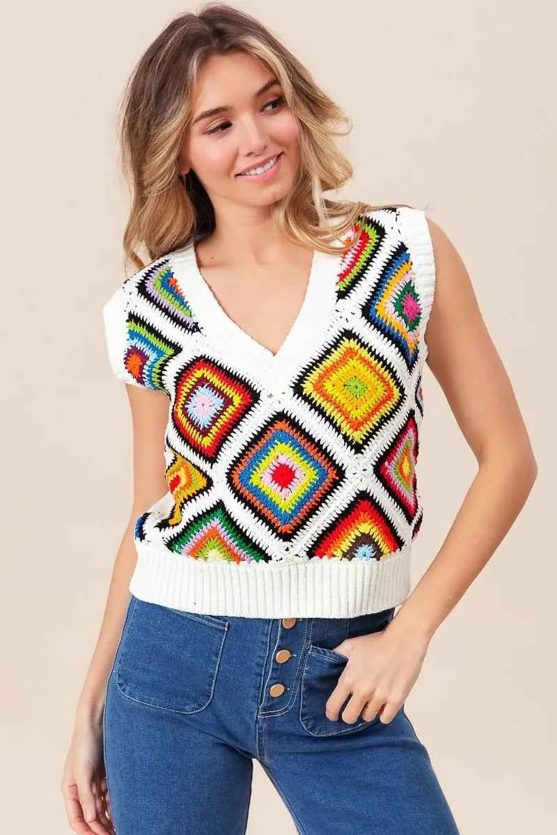 BiBi Diamond Granny Square Sweater Vest 0f96cd8b4a5f4f329ac6e13d89333492-Max-Origin