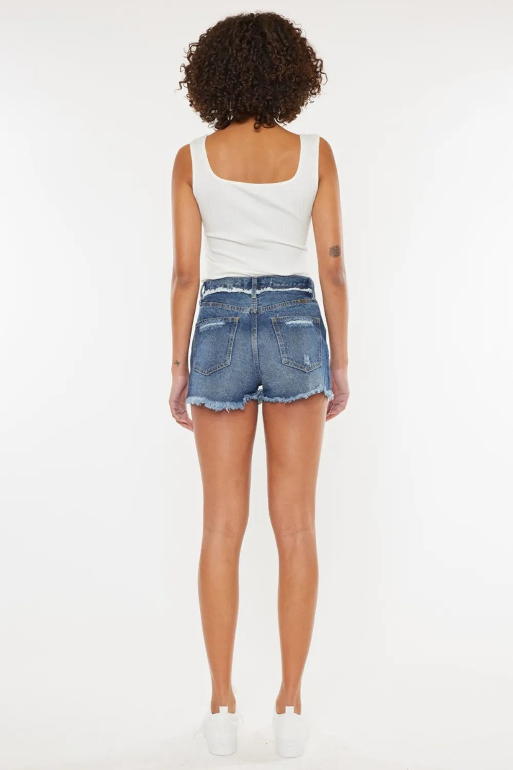 Kancan Distressed Button Fly Denim Shorts 0fcf9728-03c5-41c0-a435-c8c0a2775f74-Max