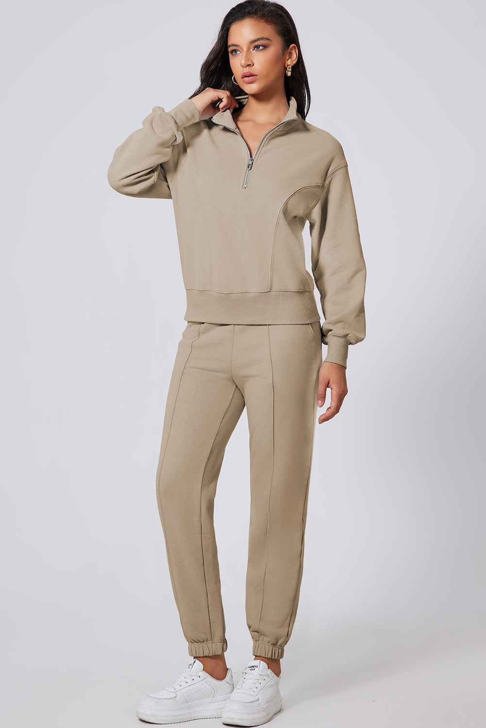 Parchment Half Zip up Pullover Active Top and Joggers Set 0fddf1fc5c1672bd