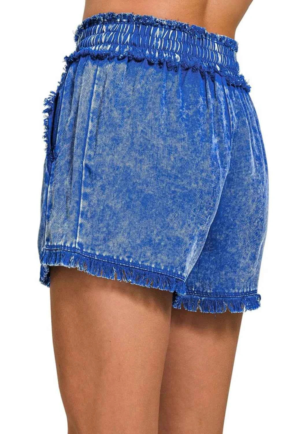 Zenana Mineral Frayed Hem Washed Shorts 10035db2-b481-41e7-b3d1-7513097816b4-Max-Origin