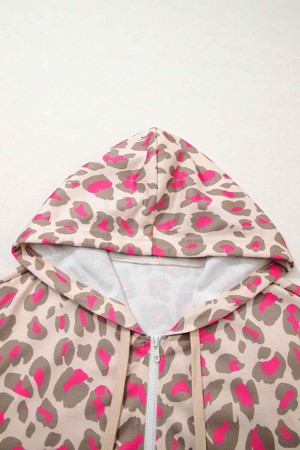 Rose Leopard Print Zip Up Hooded Sweatshirt 1067b31ad634953b