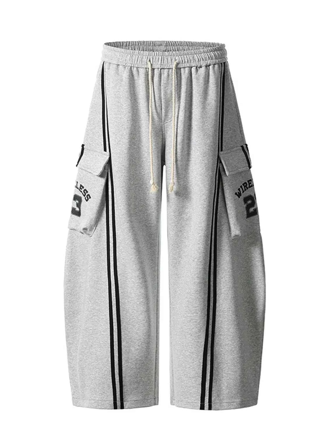 Drawstring Side Striped Wide Leg Pants Light Gray 10a0a3cc-0ca1-4240-ad62-6cb33fd0e838-Max-Origin