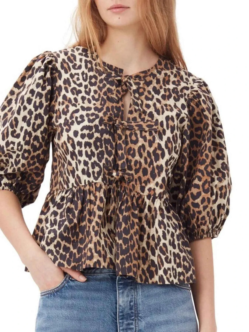 Puff Sleeve Bow Tie Blouse 11165bf29651485799269e3d35f72f58-Max-Origin