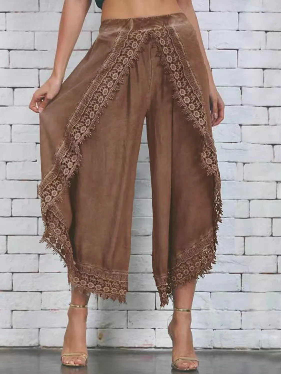 Full Size Lace Detail Wide Leg Pants Plus Size Caramel 1124bb72-7b60-446a-a83e-5b694369267c-Max-Origin