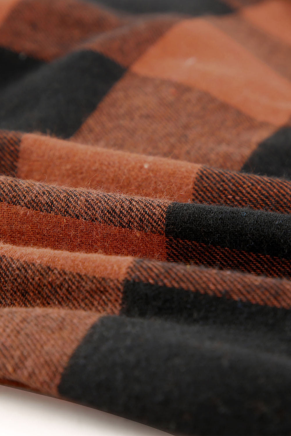 Brown & Black Plaid Collared Botton Down Long Shirt Shacket 114005a5faa722b8