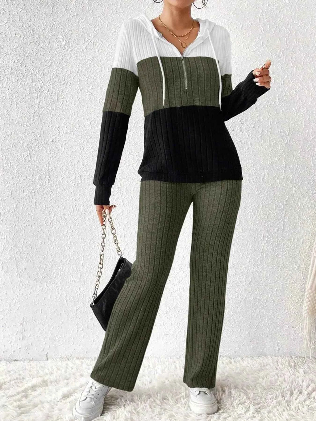 Color Block Half Zip Hooded Top and Pants Set 1146b03689f74adc8f4eac39d06649e2-Max-Origin