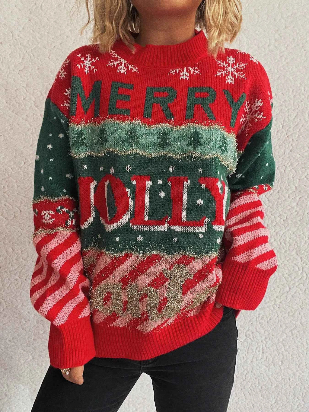 Christmas Letter Round Neck Long Sleeve Sweater 115201051a894da581b99a28fee78b2b-Max-Origin