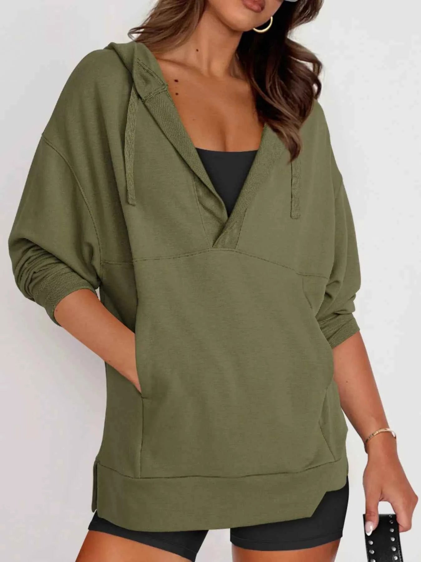 Drawstring Kangaroo Pocket Long Sleeve Hoodie Moss 116d7239-9845-4faf-9742-814dd8813da7-Max-Origin