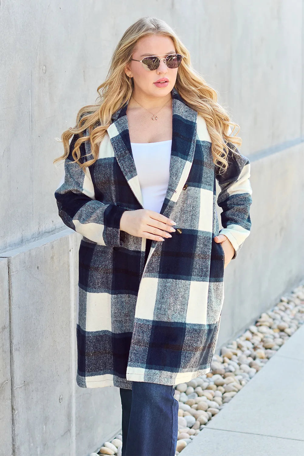 Double Take Full Size Plaid Button Up Lapel Collar Coat 118a96f2-a403-426e-a578-3d5d964500a7-Max