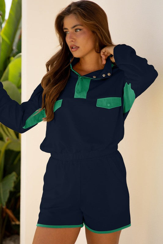 Colorblock Patchwork Pullover and Shorts Set 11cf146e-c8b3-45e4-bf36-e228c25bfb2e