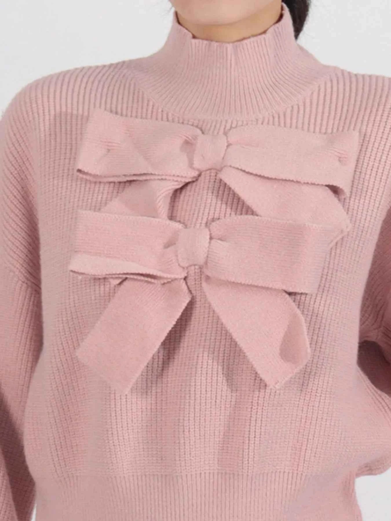 Bow Front Turtleneck Long Sleeve Sweater 11e2fade-a641-4b80-8114-007f513f82a8-Max-Origin