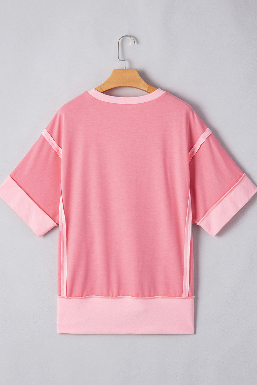 Peach Blossom Color Block Patchwork Plus Size Top 121ba855f69c2966