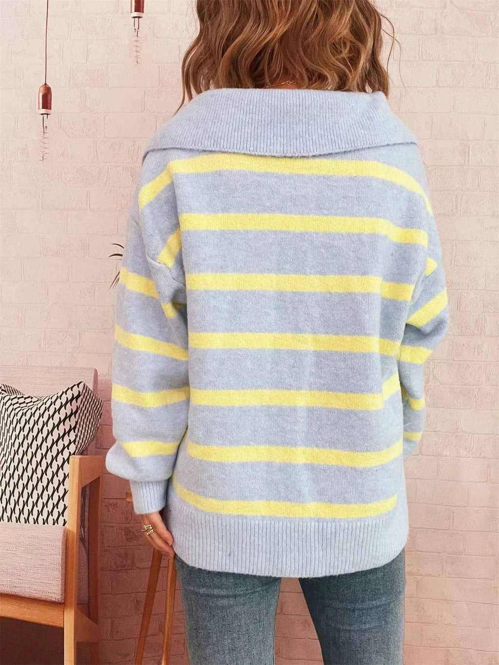 Striped Dropped Shoulder Sweater 12386457a7a343c19176e77133f6237e-Max-Origin