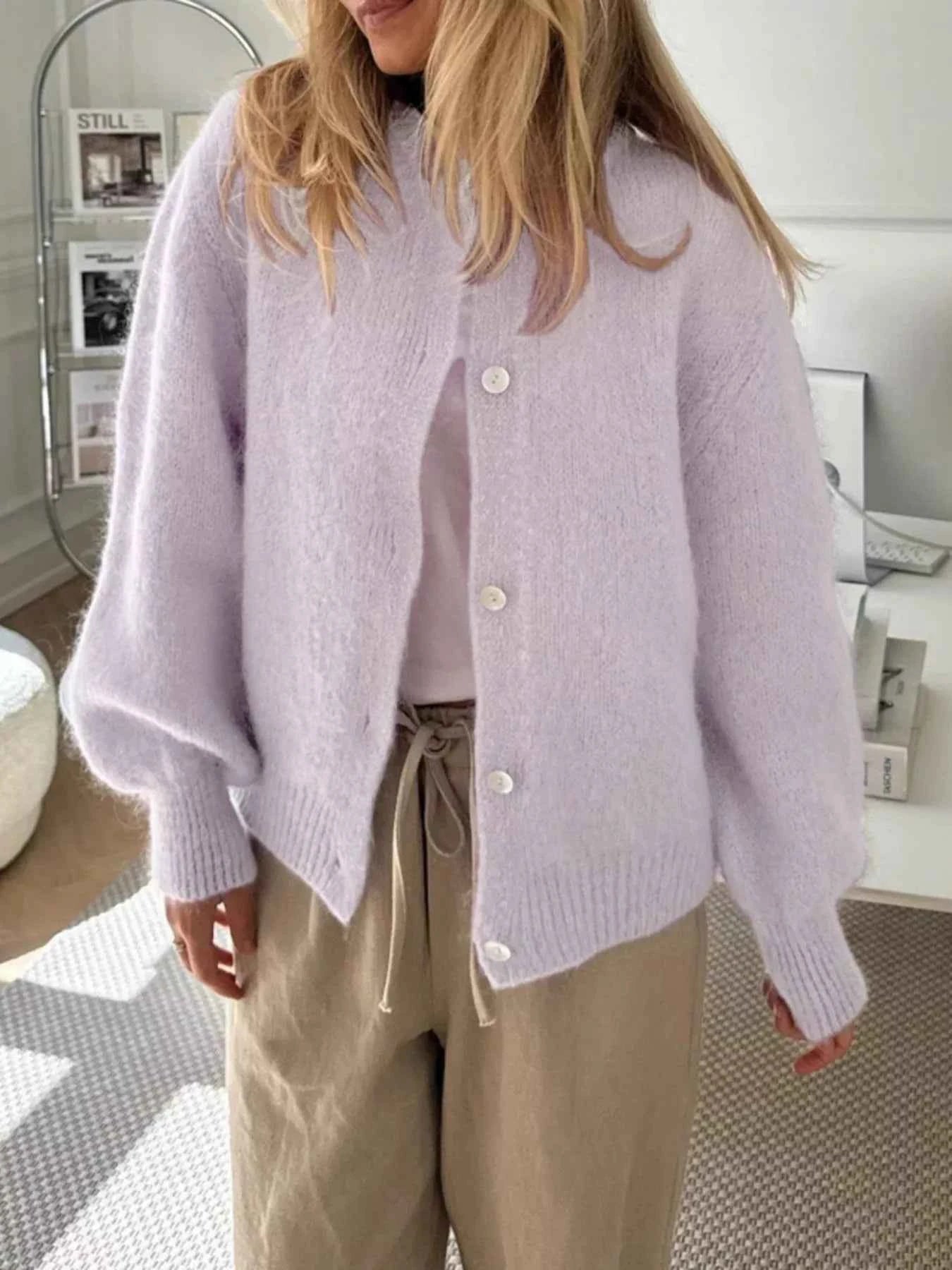 Button-Front Round Neck Cardigan 1273258a0dba482087a153bf6c398296-Max-Origin