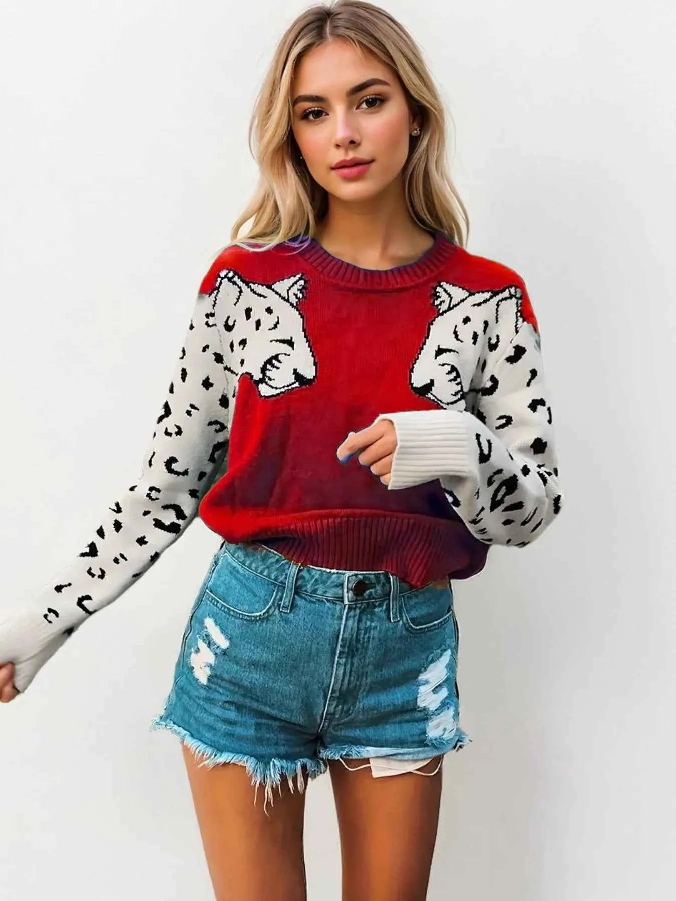 Leopard Round Neck Sweater 12acb285-232d-4233-bbe1-1c26e2b5930d-Max-Origin