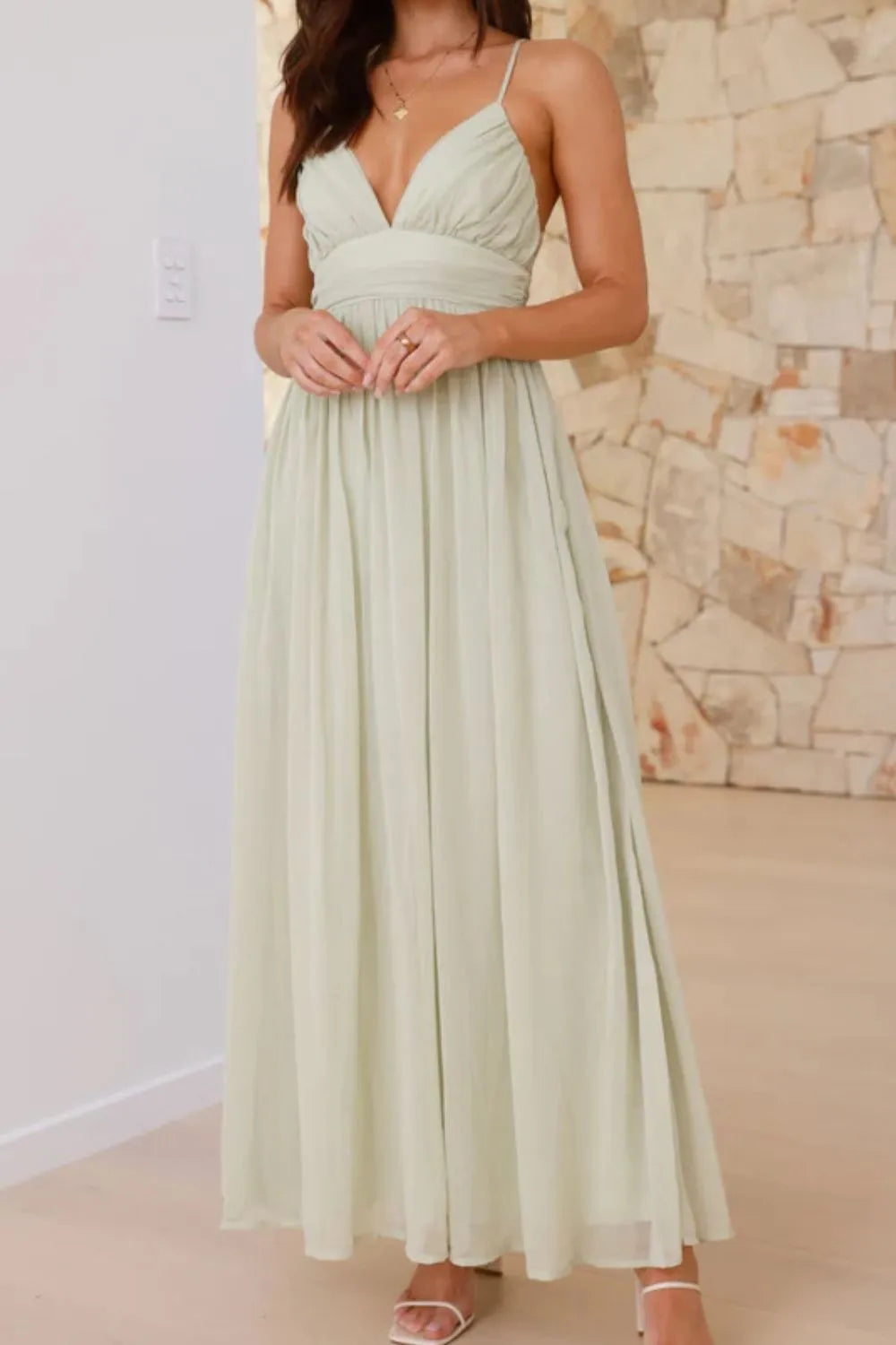 Ruched V-Neck Cami Dress 12c33faf-5a47-4ca0-a1cc-a8b8a9b60ef0-Max-Origin