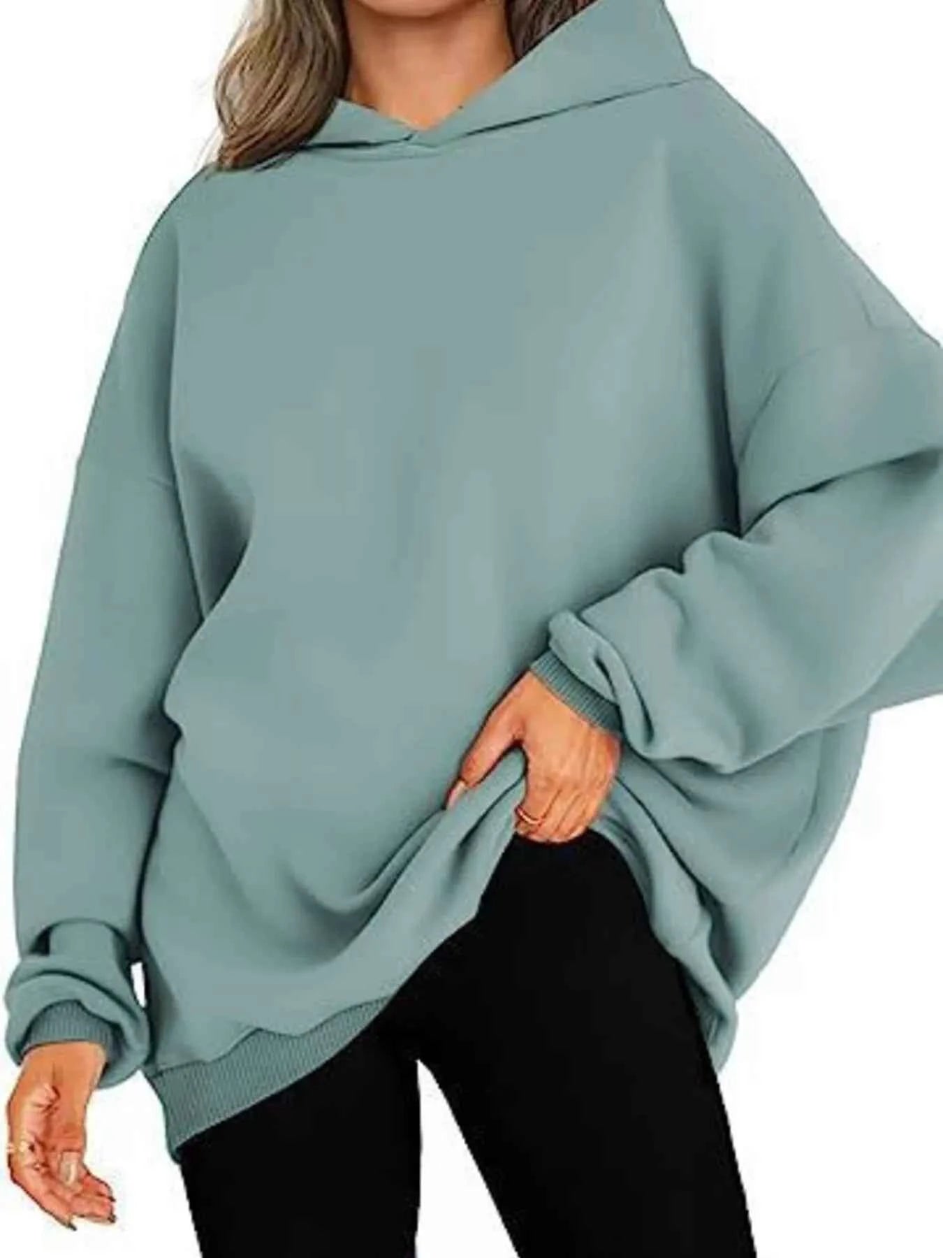 Drop Shoulder Long Sleeve Hoodie Light Green 12dd5c0b8e8b4651a97f2891f43484fb-Max-Origin