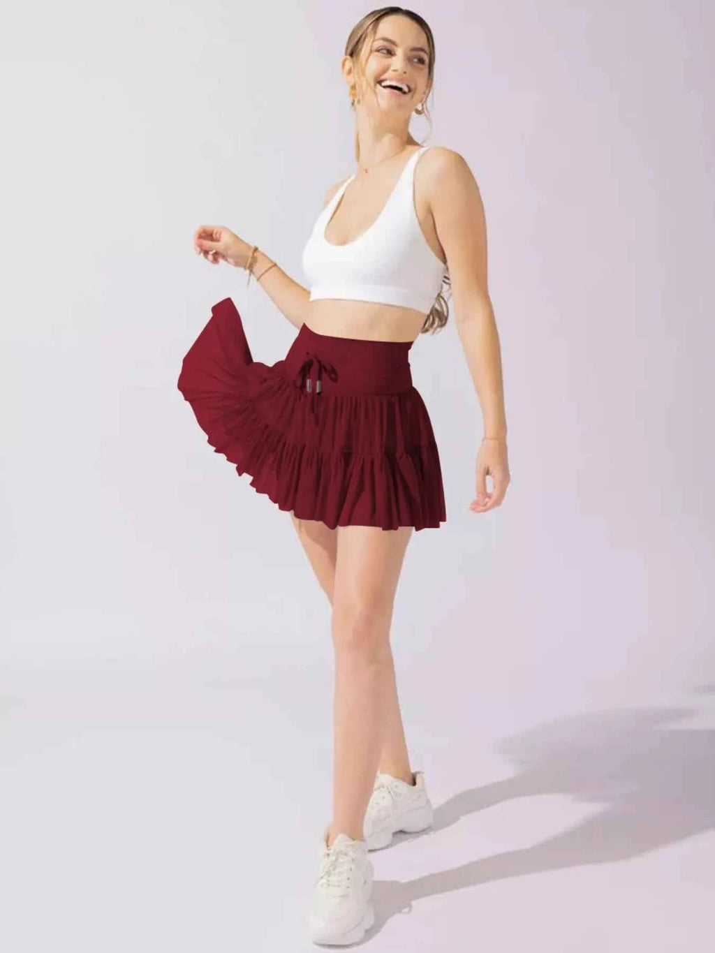 Tiered Skort with Drawstring 12f959b3-32c1-45f7-8205-61ef59e6770c-Max-Origin
