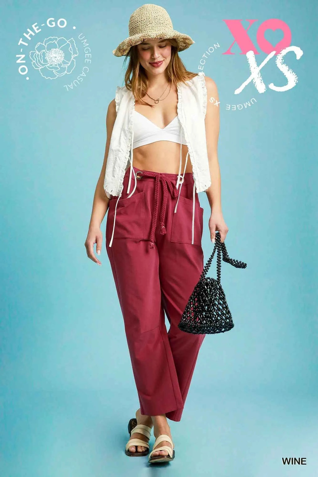 Umgee Drawstring Wide Leg Casual Pants WINE 134d4fc7-febc-4f44-8773-3e080beafc5a-Max-Origin