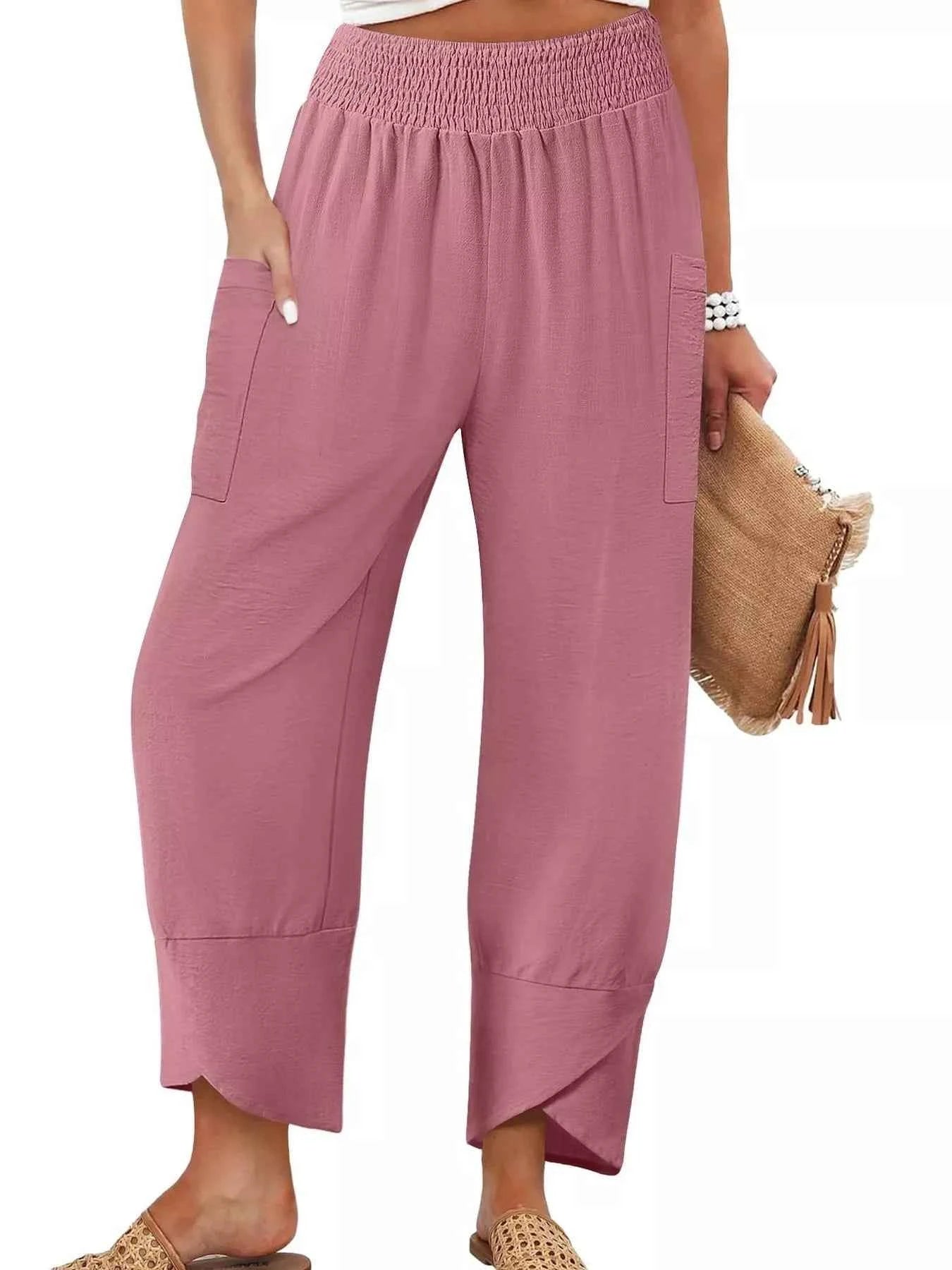 Elastic Waist Pants Pink 137c9e84-860b-4fae-864e-d4f17a3fb6e8-Max-Origin