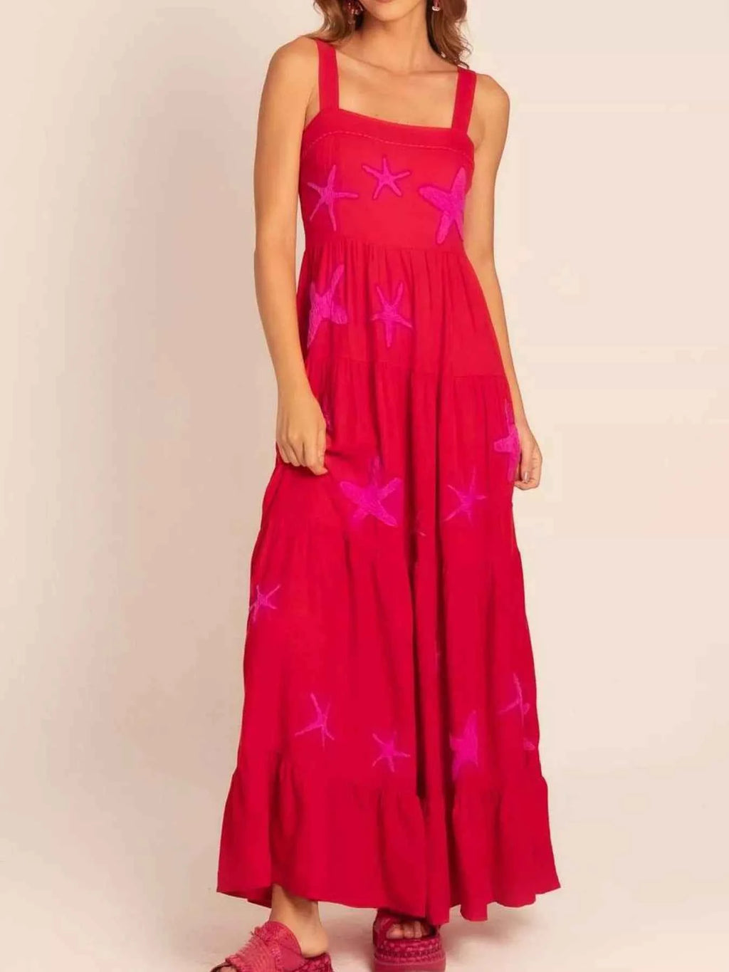 Embroidered Square Neck Tiered Maxi Cami Dress 13942071-4178-4081-8f45-cddb52798dee-Max-Origin