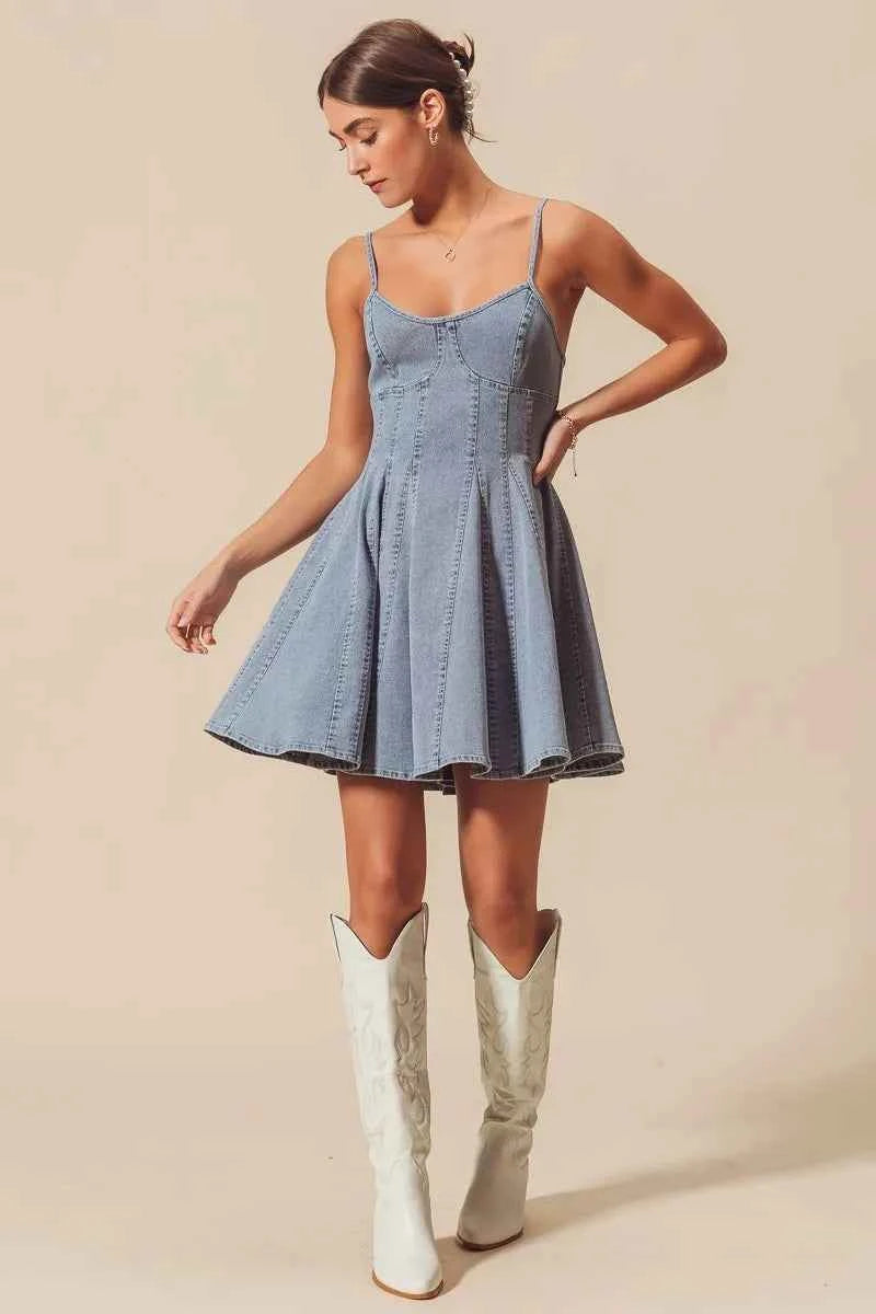 SO ME A Line Fit and Flare Denim Mini Dress 13c99f82a7fb46fa9a69568b1a4a2e1e-Max-Origin
