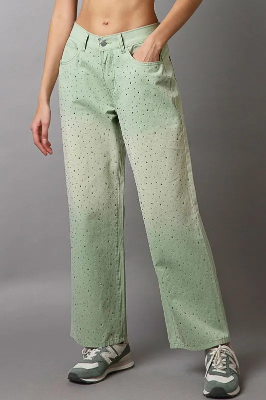 POL Embellishments Gradient Wide Leg Pants Light Green 13dd8ddf-9b98-4956-8316-6c911d78edc6-Max