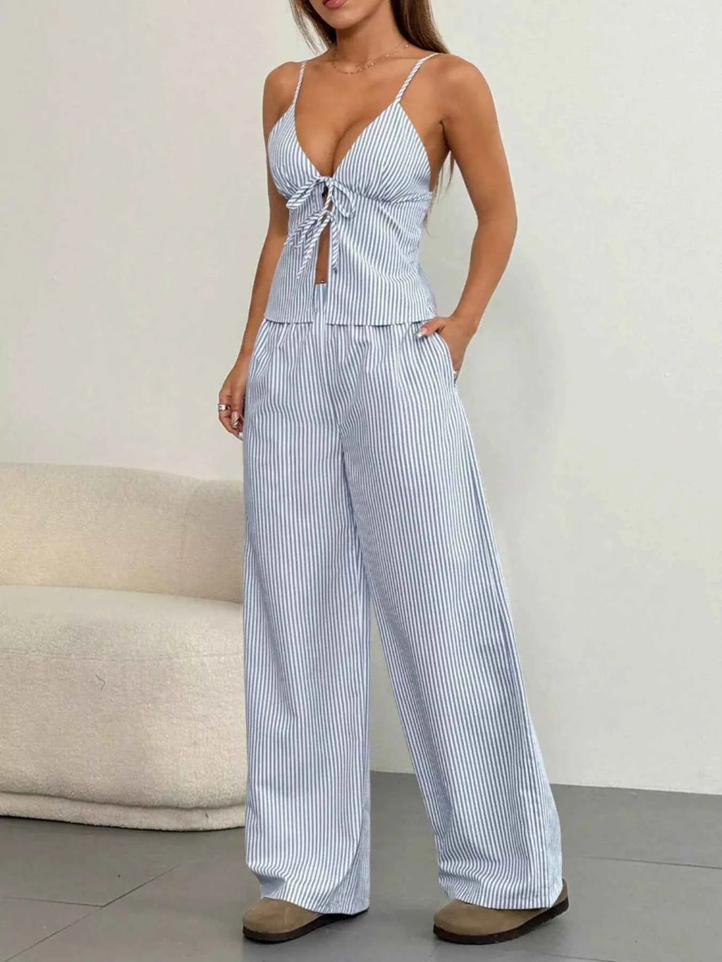 Striped Tie Front Cami and Pants Set 141dcbe941f545f481380af5aa12aa6b-Max-Origin