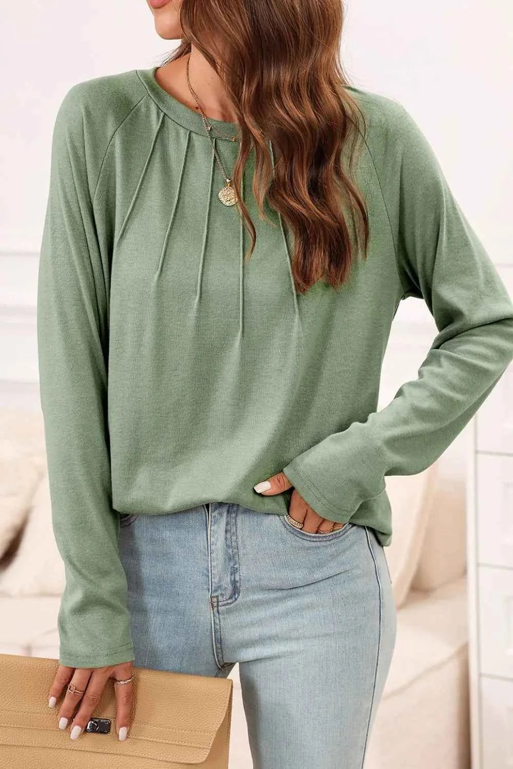 Texture Round Neck Long Sleeve T-Shirt 143bea98-c564-476c-922a-ec3a75e7fccc-Max-Origin