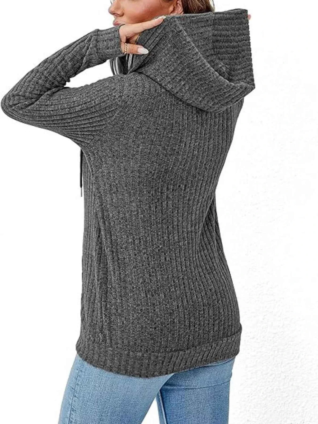 Ribbed Zip Up Hooded Outerwear 143fe8aecb3c40f5b8df814050278476-Max-Origin