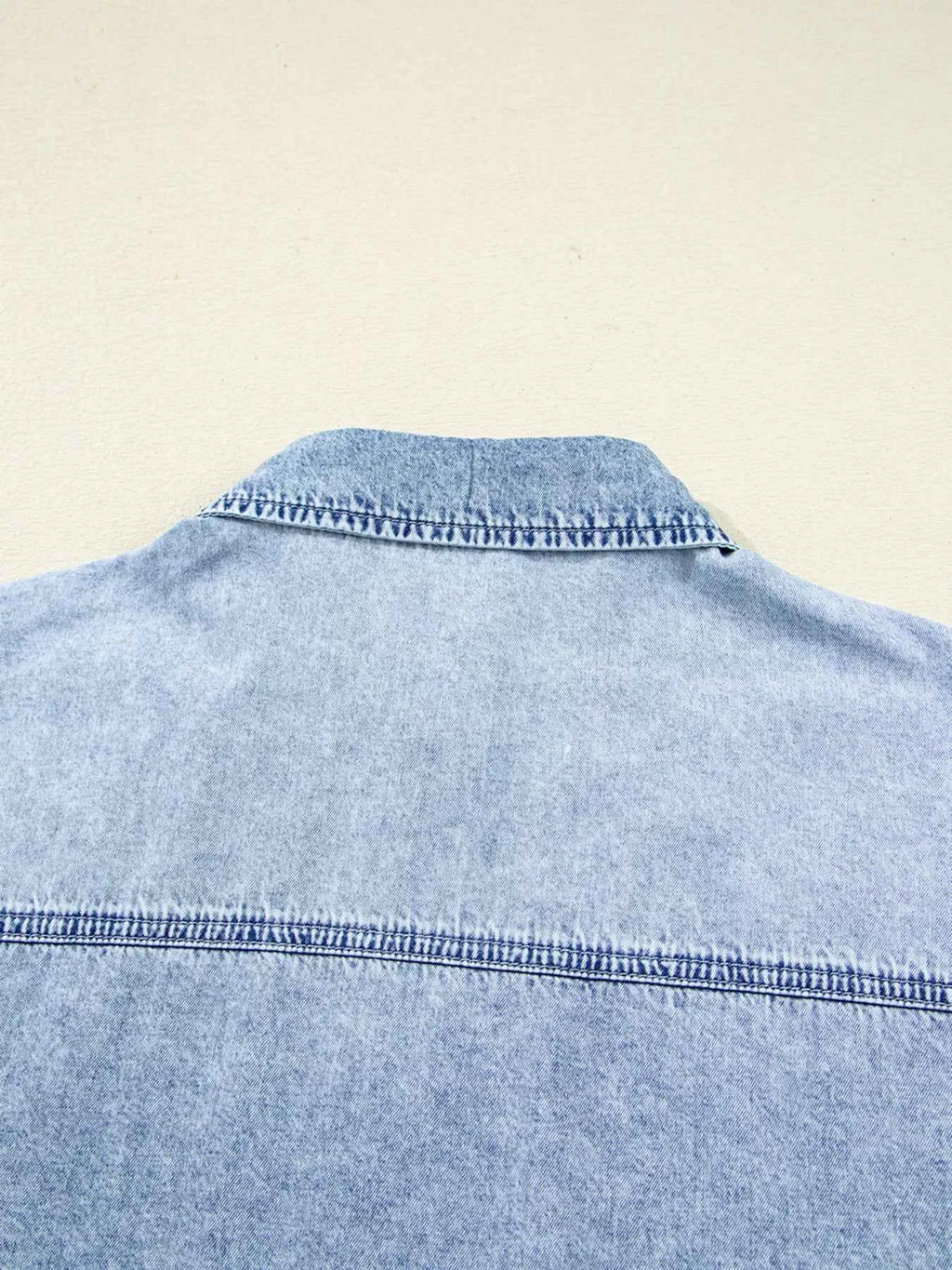 Chest Pocket Raw Hem Denim Loose Shirt Dress 144e54eccea0472db762c7a7e521ccde-Max-Origin