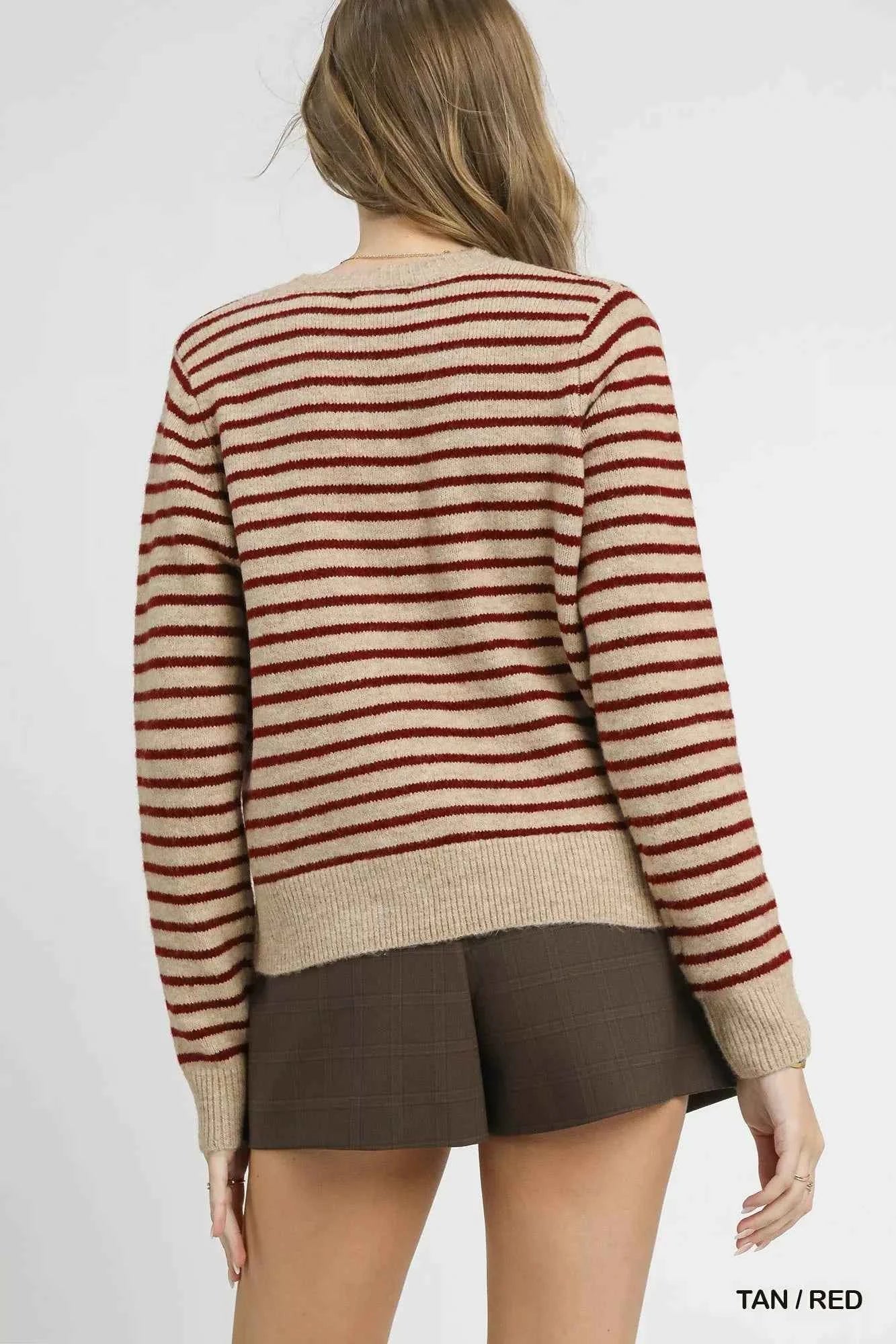 Umgee Striped Button-Up Knit Cardigan 146382f4-10de-41f2-940d-7379a7a20f72-Max-Origin
