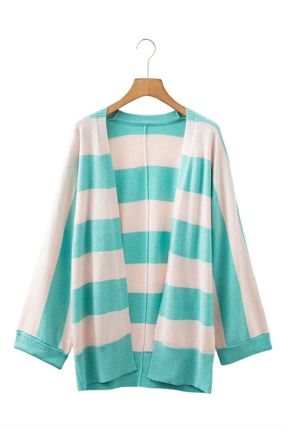 Iceland Blue Colorblock Knit Open Front Short Casual Cardigan 1468ac8cb691a06a