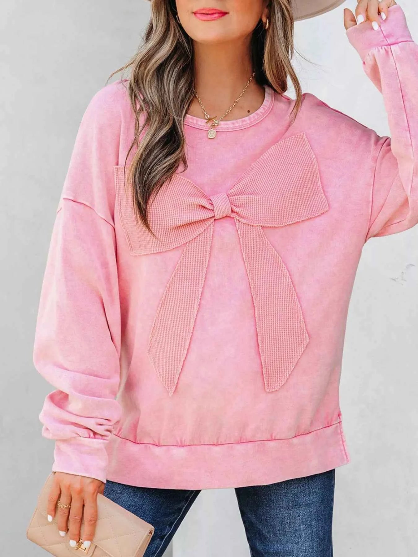Mineral Wash Bow Patchwork Sweatshirt 147d4b12-dc3d-4db5-a479-9c1150322408-Max-Origin