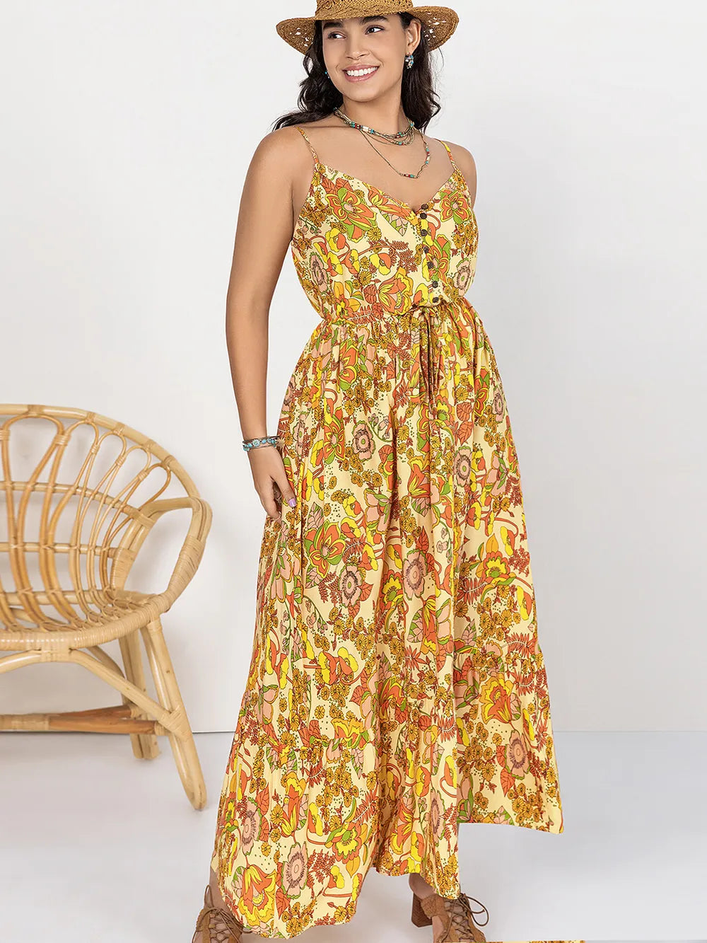 Plus Size Printed V-Neck Maxi Cami Dress 149ac77f-5824-49a5-93d0-0f128d2af10a-Max