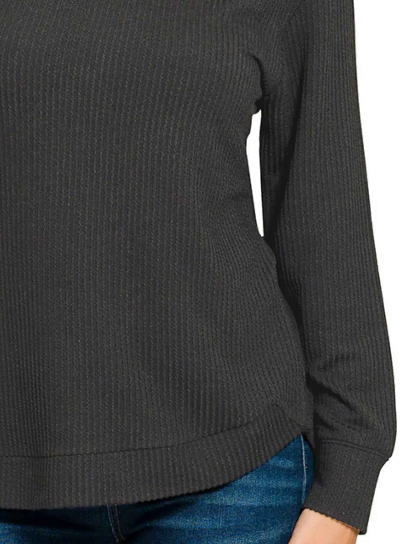 Zenana Full Size Raised Rib Round Neck Long Sleeve Top Plus Size 14b9d435-62d3-4a24-bd2a-bbd57e5b2b72-Max-Origin