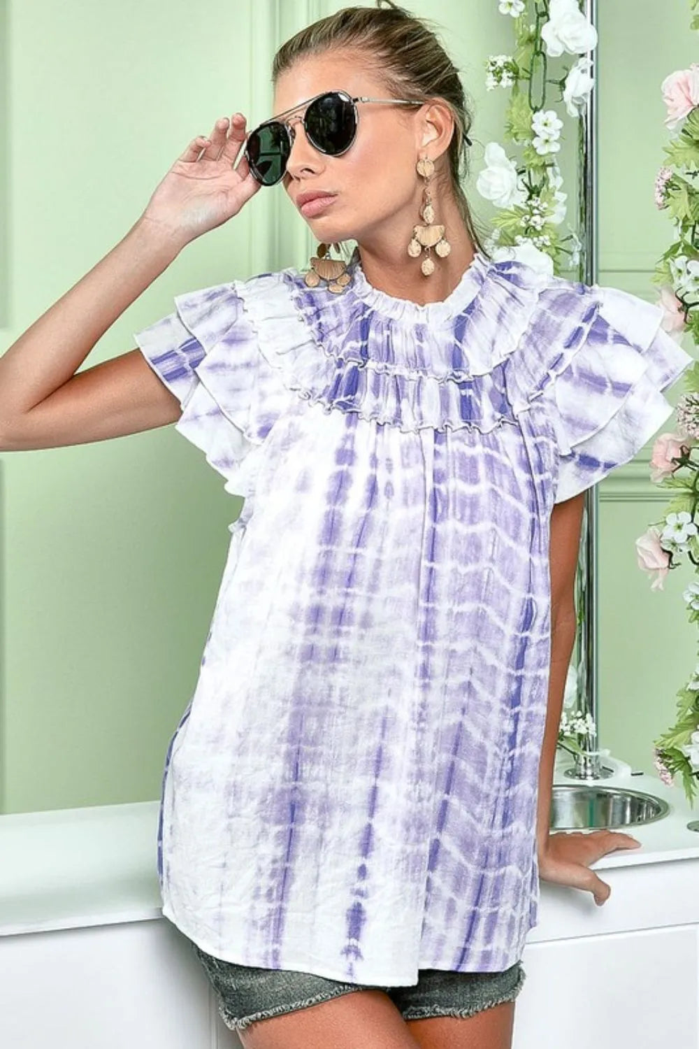 BiBi Tiered Ruffle Neck Tie Dye Top 15109971-ac55-4f8c-a699-31169b9005c0-Max-Origin