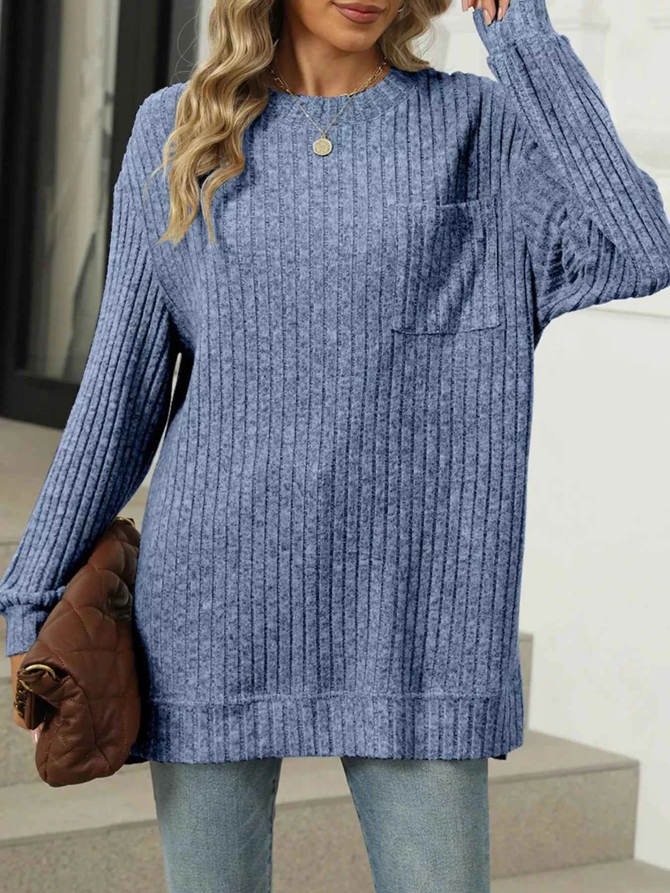 Ribbed Knit Round Neck Sweater 15154438-780c-4890-9c66-a85fba51536a-Max-Origin