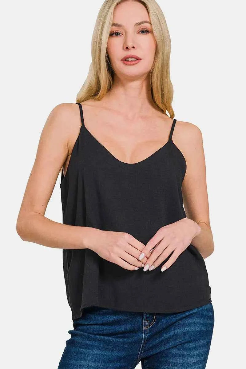 Zenana Two Layered Spaghetti Strap Cami Black 15233bc1-98b4-466c-95ea-fc560d76303e-Max