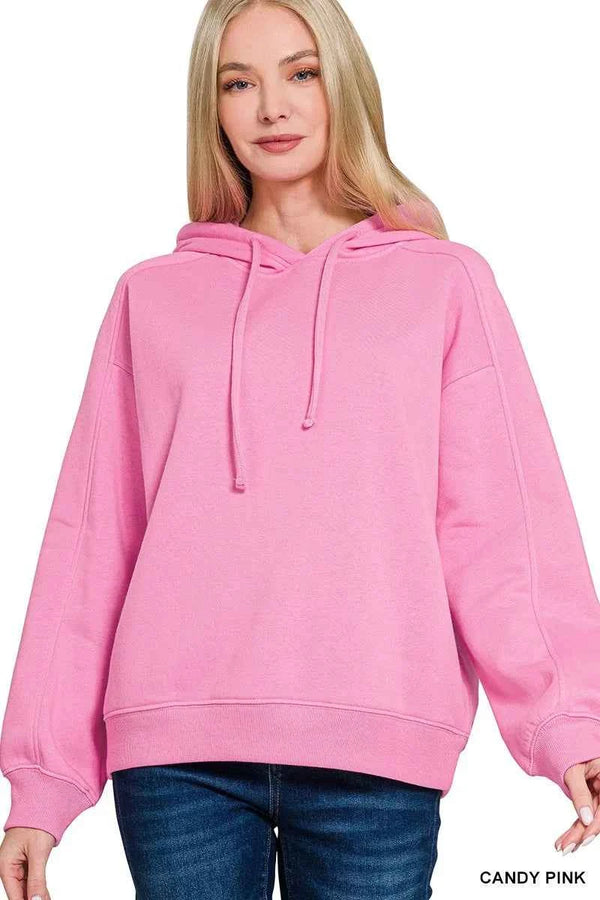 Zenana Drawstring Relaxed Fit Fleece Hoodie CANDY PINK 1547a1304efb4030b5bd83711ad0402c-Max-Origin
