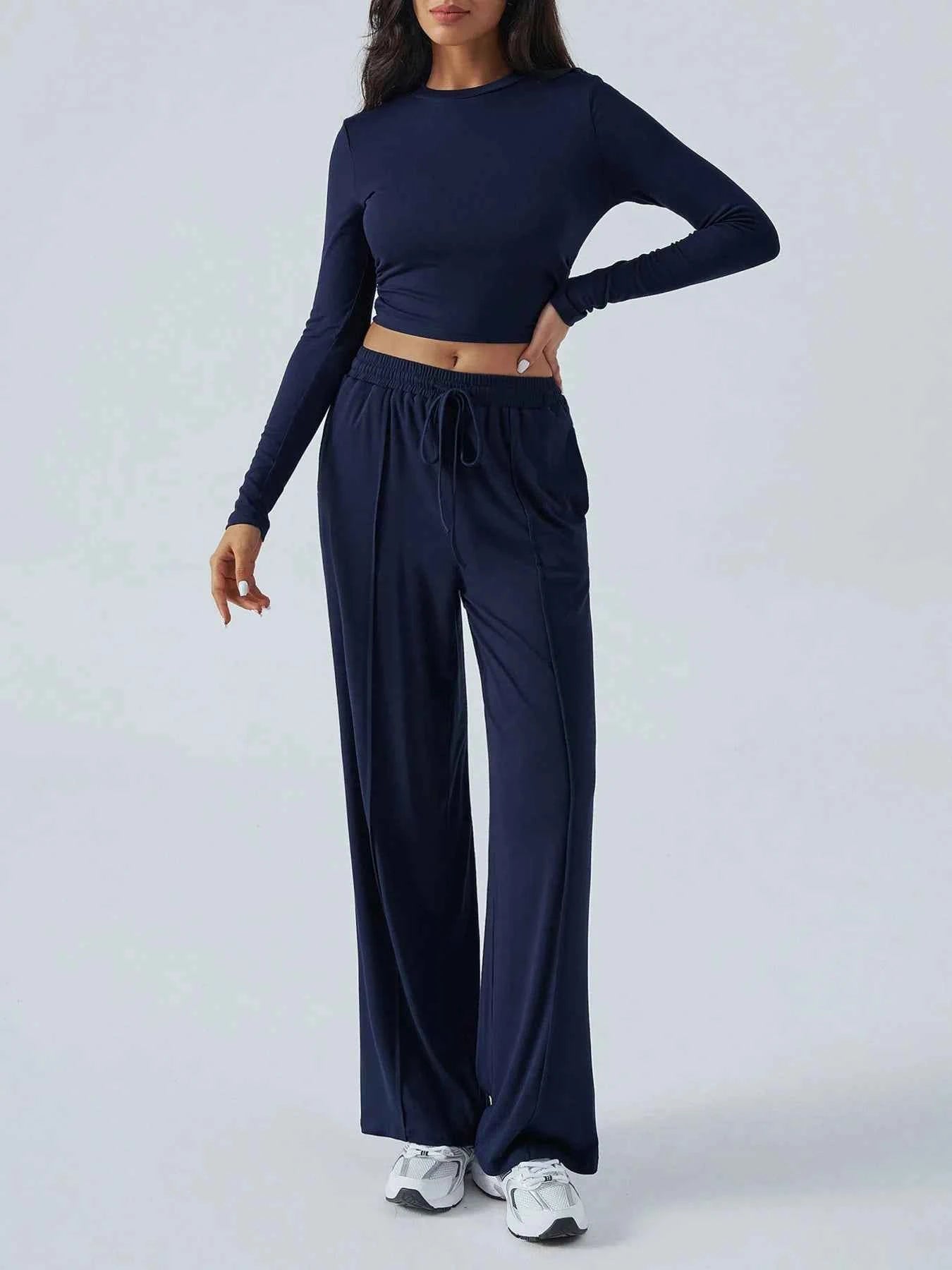 Round Neck Long Sleeve Top and Pants Set 15578e83d2ac4d53b5bf9df376d0fda7-Max-Origin