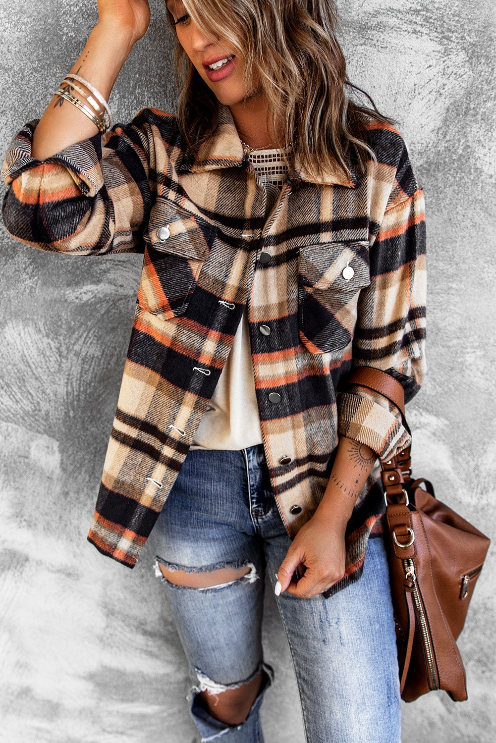 Red Plaid Button Front Pocket Shirt Shacket 15a7f673e2d7c376